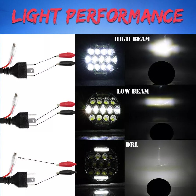 Bricologht For Kenworth T2000 1997-2011 Pair 7inch Round LED Headlights