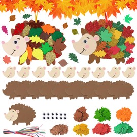 12 Igel Bastelset Kinder, Basteln Herbst mit Tieren, Kreativsets zum Basteln, DIY Herbst Geschenk Herbstblatt für Deko, Moosgummi Bastelset kinder, für Jungen Mädchen Kindergeburtstag