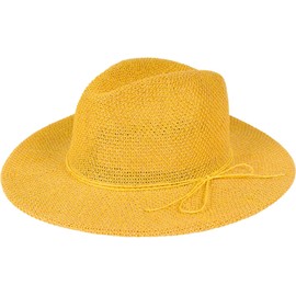 styleBREAKER Women's Panama Sun Hat with Thin Hat Band, Straw Hat, Floppy Hat, Summer Hat, Fedora Hat 04025040, curry