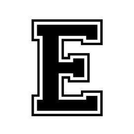 Varsity Letter E Vinyl Decal by stickerdad® - Size: 5" Color: Black - Windows, Walls, Bumpers, Laptop, Lockers, etc.
