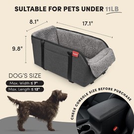 BurgeonNest Center Console Dog Car Seat for Small Pets to 11lbs, Grey