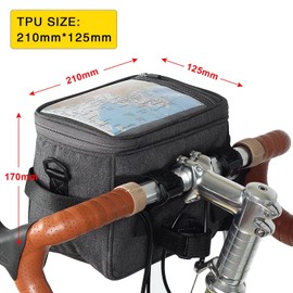 Rhinowalk Bolsa para manillar de bicicleta, impermeable, bolsa frontal de bicicleta, bolsa de cámara, bolsa de teléfono con pantalla táctil, correa de hombro, color gris