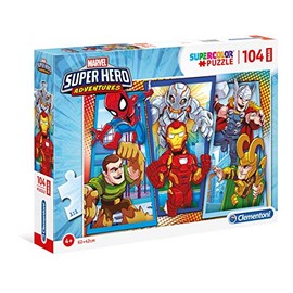 Clementoni 23746 Maxi Superhero Puzzle 104 Pieces from 4 Years, Colourful Children's Puzzle with Extra Large Puzzle Pieces, Skill Game for Children, 28.1 x 37 x 5.5 cm