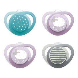 NUK Glow-in-The-Dark Orthodontic Pacifier with Heart-Shaped Shield, BPA-Free, fits 0-6 Months, 4-Pack