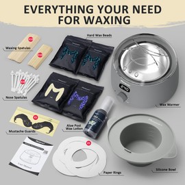 Maxpearl Hair Removal Waxing kit for Men, Nose & Ear Wax Kit with Silicone Pot - Hair Removal for Unwanted Coarse Male Body Hair - Mustache, Eyebrows, Underarms, Back, Chest, Legs and More