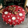 Round Christmas Tablecloth Winter Table Cloth with Snowflake Decorations, Heavy