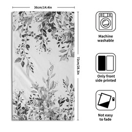 Grey Eucalyptus Hand Towels Set of 2 Sage Leaves Soft Absorbent Small Bath Towel Kitchen Dish Guest Towel for Bathroom Hotel Gym Spa