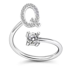 ZZ ZINFANDEL Boho Initial Sliver Rings for Woman,A-Z Statement Dainty Sliver Knuckle Stackable Rings,Fashion Jewelry Vintage Non-tarnish Name Stacking Rings (Q)