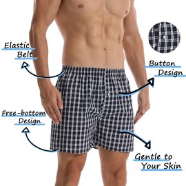 Hialegion Boxer Shorts Men's Cotton American Boxer Shorts Men's Retro Shorts Underpants Men Breathable, 3pcs-colorful pineapples/camouflage/green pineapples