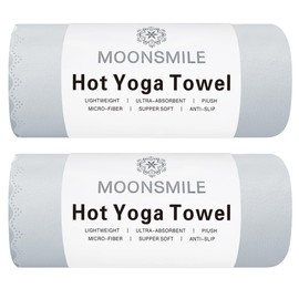 MOONSMILE 2 Pack Hot Yoga Hand Towel with Quick Dry Super-Absorbent Soft Suede Microfiber, Travel Camping Towels Wave Edge, Gym Sports Sweat Rags 30" x 15"