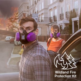 Dräger X-plore 3500 respirator mask + P100 Filters against smoke particles from wildfire | NIOSH-approved particulate half-face respirator mask kit for firefighters with carrying bag | size L