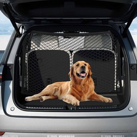 CJMAVUT Pet Barrier SUV, Dog Car Net Barrier, Dual Layer Car Net for Dogs with Bungee Cords, Easy to Install, Adjustable Dog Net for Car (35.45" x 31.5")