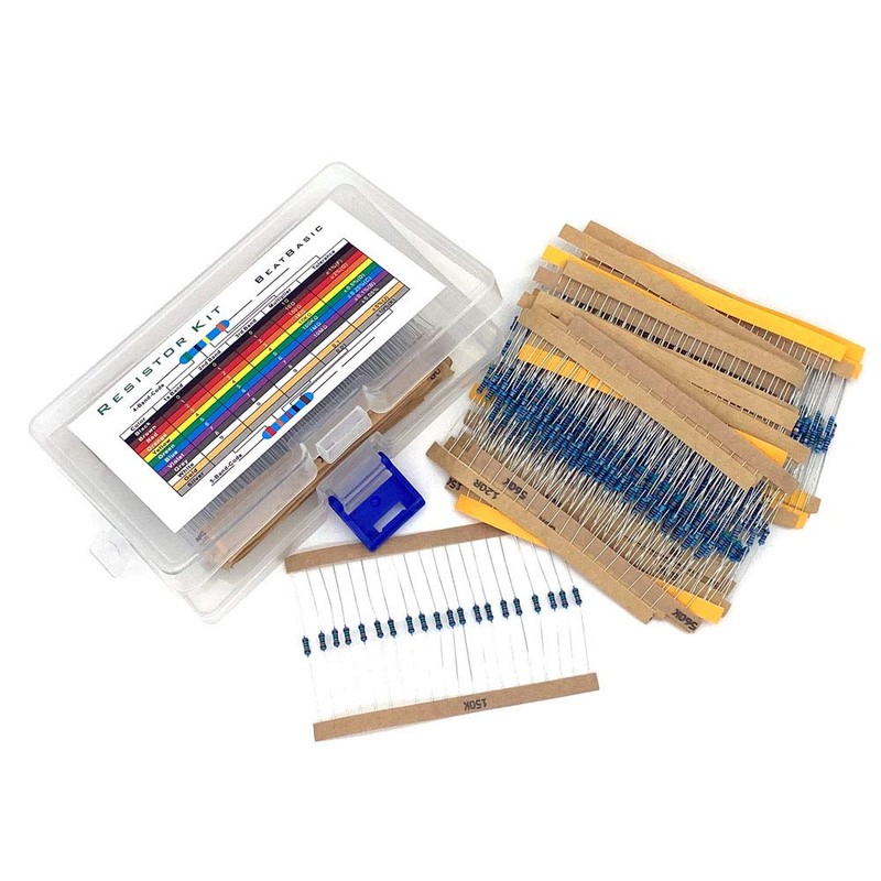 DollaTek 1280Pcs 64 Values Resistor Kit, 1 Ohm-10M Ohm 1/4W