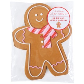 C.R. Gibson Lunch Napkin, Holiday Gingerbread - Die-Cut - 3-Ply, 20 Count (TW7-25512)