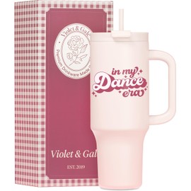 VIOLET & GALE Dance Team Gifts, Dancer Gifts For Girls, Dance Teacher Gifts for Women - Retro Design - Dance Mom 40oz Insulated Tumbler with Handle - In My Dance Era Cup