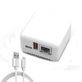 Sxhlseller Servidor de Impresión en Red USB 2.0 Servidor de Impresión USB LAN de 5 V Servidor Compartido de Impresión Compacto Servidor de Impresión Inalámbrico (Blanco) (Enchufe