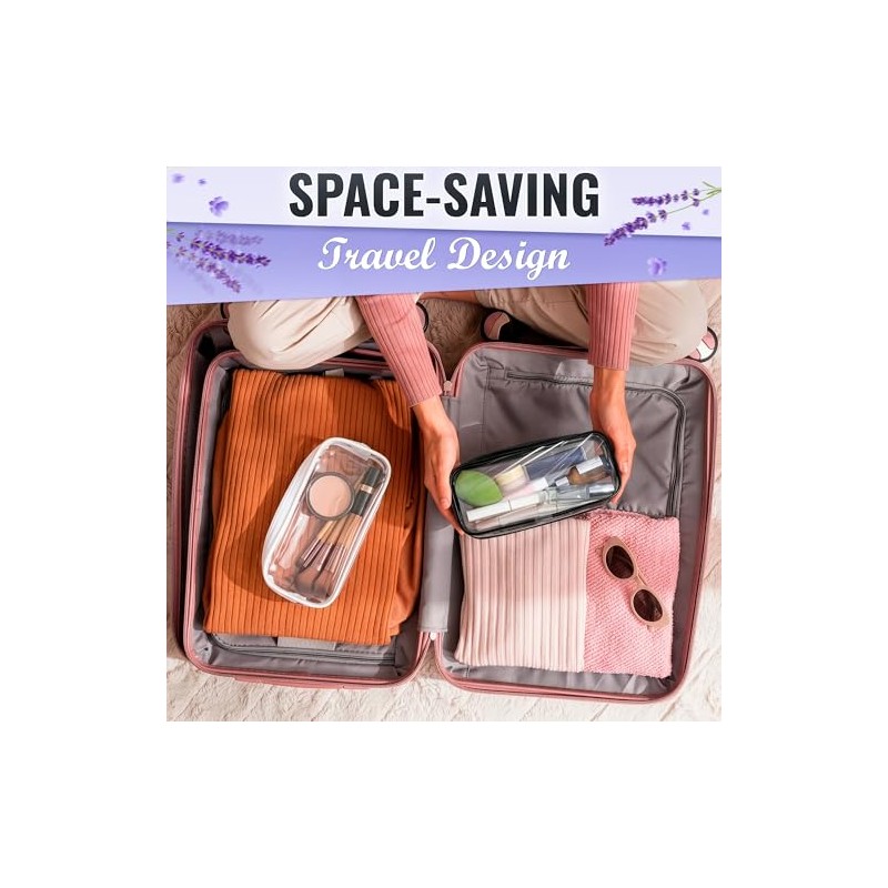 Compact Clear Makeup Bag - 2 Pack Waterproof Cosmetic Pouch