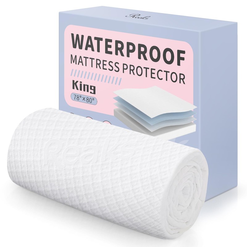 King Size Waterproof Mattress Protector Fitted Mattress Pad Cover with