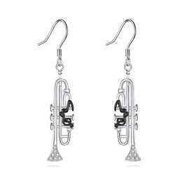Trumpet Earrings Sterling Silver Music Trumpet Dangle Earrings Music Jewelry Gifts for Women