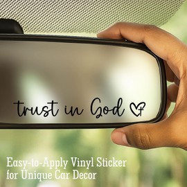 3 x Trust in God Rearview Mirror Sticker, Faith Car Mirror Decal, Bible Verse Christian Gift, Vinyl Decal for Car, Laptop, Water Bottle, Bumper Stickers, Faith Decal, 3.5” (Black)