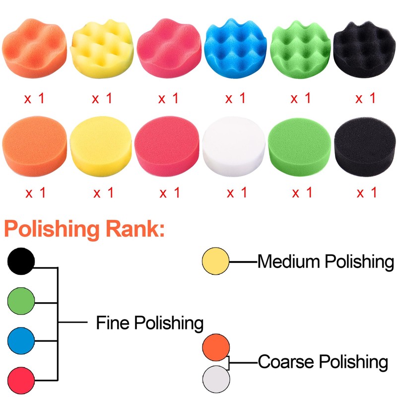 SIQUK 16 Pieces Buffing Pads 6 Inch Car Polishing Pad