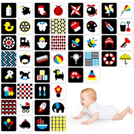 50 Pages Colorful Baby Visual Stimulus Flashcard, 25 PCS High Contrast Color-coded Cards Educational Sensory Toys for Newborn Infant Gift (3-6 Months, 5.5” X 5.5”)