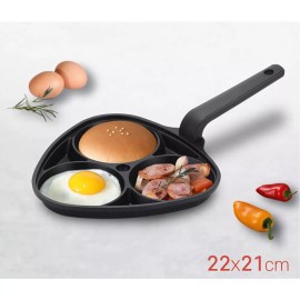 Kitchen Flower Cookin Clover 3 Divider Non Stick Egg Frying Pan (22cm x 21cm)