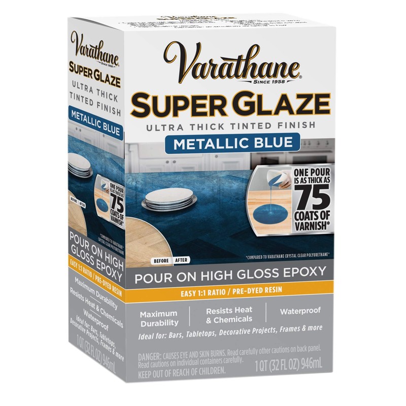 Varathane 370905 Super Glaze Pour-On High Gloss Epoxy, Quart, Metallic