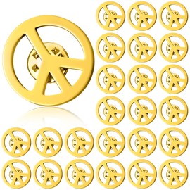 Tondiamo 24 Pcs Peace Brooch and Pins Peace Symbol Lapel Pin Peace Sign Metal Peace Brooch Hippie Brooches for Disco Party(Gold)