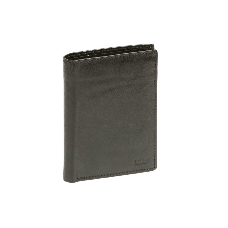 Men's and Women's wallet vertical format LEAS, Genuine Leather, black