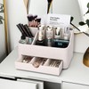 KINGFOM Leather Makeup Organizer with Drawer, Cosmetic Storage for Dresser