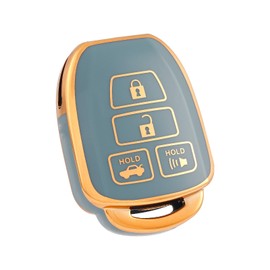 OFF WE GO for Toyota Key fob Cover, Soft TPU Protection Key Case Compatible with Toyota Corolla Camry Rav4 Tacoma Highlander Avalon Yaris Venza Smart Car Key Holder (Gold Blue)