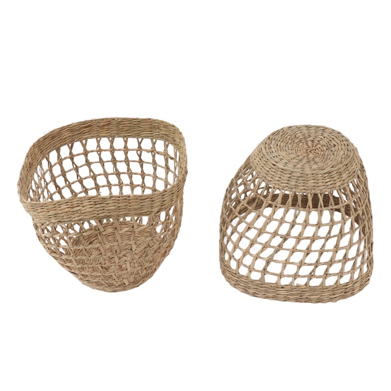 2PCS Woven Basket Handwoven Sea Grass Storage Basket for Flower