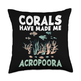 Corals Have Make Myself Acropoora Aquamarine Aquarium Throw Pillow