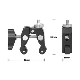 SZRIG Super Crab Clamp Articulated 1/4"-20 Screw for Camera Accessories(Black)