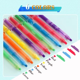 Pastel Highlighter - No Bleedthrough Quick Dry Chisel Tip Markers, 12 Pcs Color Marker Pens Perfect for School, Office & Note-Taking (6 Colors)