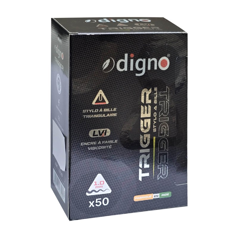 DIGNO Trigger Ballpoint Pens, BLACK, Medium Point (1.0mm), Pack of