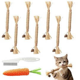 15 Pcs Silvervine Sticks para Gatos,Palitos para Gato Naturales de Silvervine,con Cepillo para Gatos y Juguetes para Gato para Morder,Limpieza Dental 
