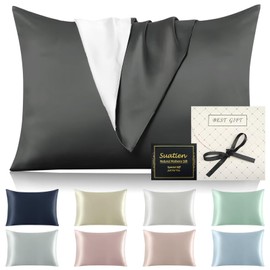 Silk Pillow Cover, 19.7 x 27.6 inches (50 x 70 cm), Washable Pillow Cover, One Side Silk Pillowcase, Stylish, Glossy, Envelope Type, Silk Pillow Cover, Reduces Sleeping Habits, Antibacterial,