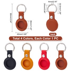 GLOBLELAND 4pcs 4 Colors PU Leather Coin Holder Keychain with Storage Box Leather Coin Storage Holder Keychain Waterproof Coin Display Case for Coin AA Medallion Display Storage