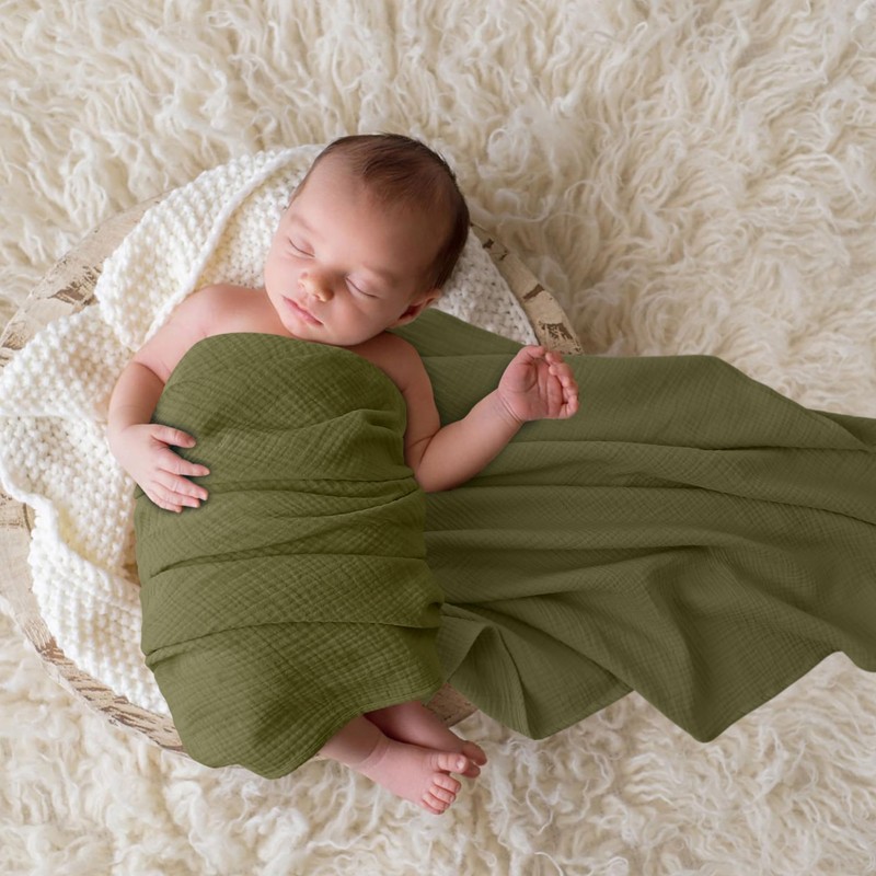 Bearmoss Muslin Swaddle Blankets, 40 x 38 inches Baby Swaddle
