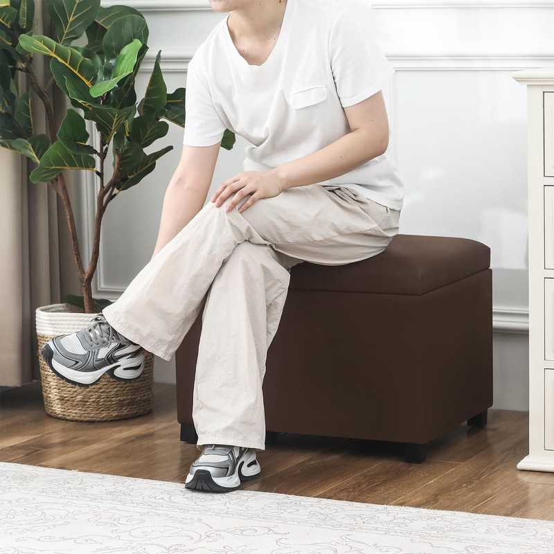 Joveco 24" Leather Storage Ottoman Bench, Rectangle Foot Rest Stool