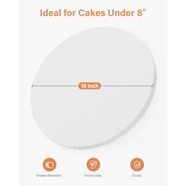Kootek Cake Boards Drums 10 Inch Round, 1/2" Thick Professional Fully Wrapped Edges Decorating Supplies, White 6-Pack Sturdy Corrugated Cardboard Base, Base para Pastel