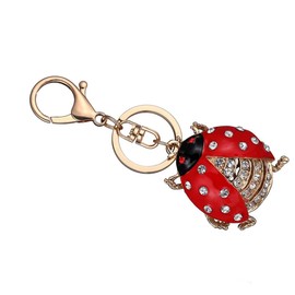 Wakauto Ladybird Keychain Charm Zinc Alloy Keychains for Women for Car Key Accessory Hanging Car Keyring