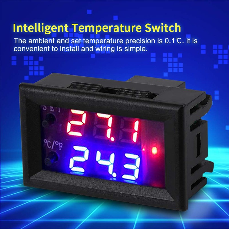 Jarchii Temperature Controller, DC12V 20A Relay Digital Display Microcomputer Thermostat
