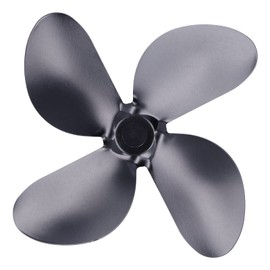 Replacement Fan Blade, Aluminum Alloy Black Blade Heat Distribution Fan Spare Parts Blade Fireplace Heat Efficient Spreading Fan for Universal Stove(4 leaves)