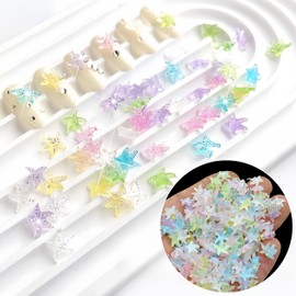 SHUXILIN 100Pcs Colorful Starfish Nail Art Charms Fresh Summer Beach Starfish Sea Series Nail Rhinestone Cute Mini Starfish Nail Diamonds Resin Crafts Nail Accessories for Women Nail Supplies Manicure Decor