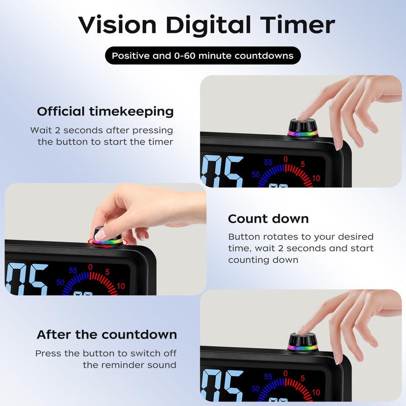Lychee Digital Alarm Clock, Visual Color LED Screen Alarm Clock