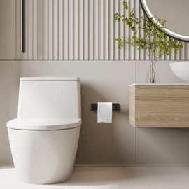 Ruacq Toilet Paper Holder Oil Rubbed Bronze-Toilet Paper Holder Wall Mount Double Post Pivoting Square-Toilet Tissue Roll Holder Rustproof Stainless Steel