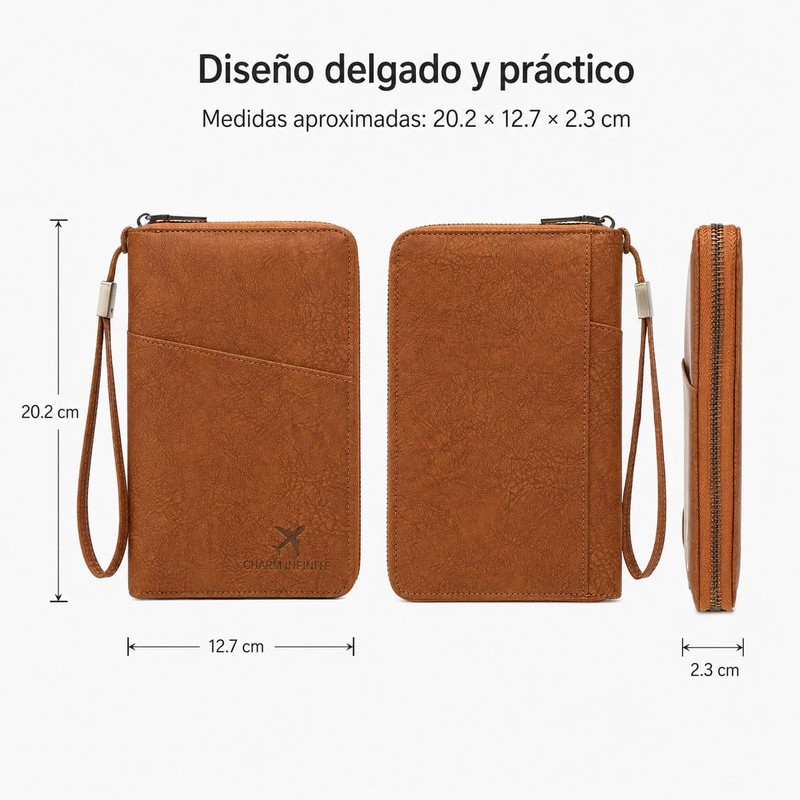Porta Pasaporte de Cuero PU con Bloqueo RFID y Gran